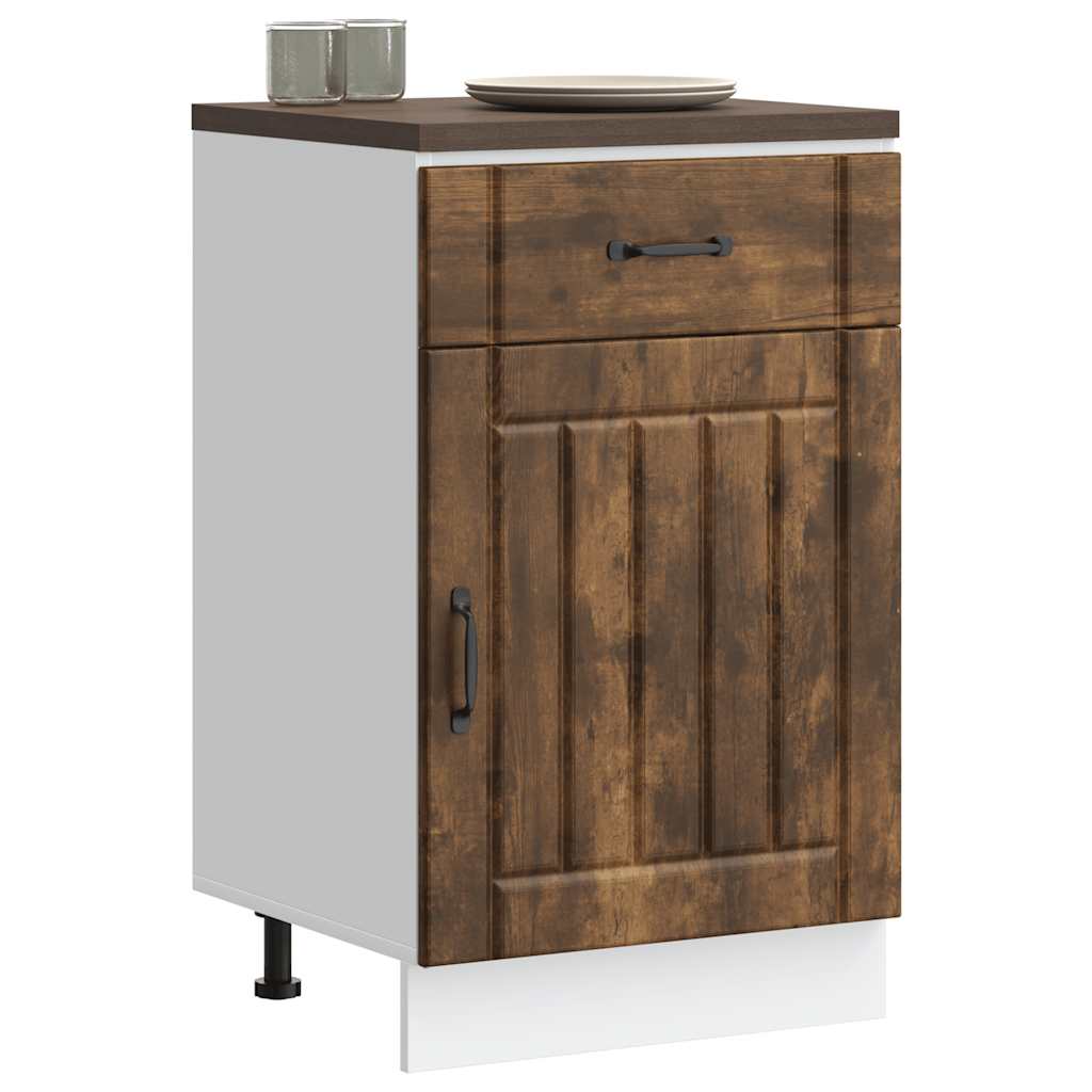 Kitchen Base Cabinet "Lucca" Smoked Oak Engineered Wood
