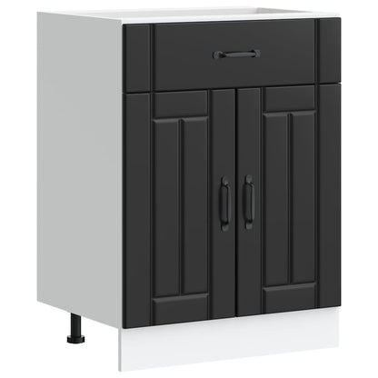Kitchen Base Cabinet "Lucca" Black Engineered Wood