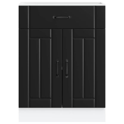 Kitchen Base Cabinet "Lucca" Black Engineered Wood