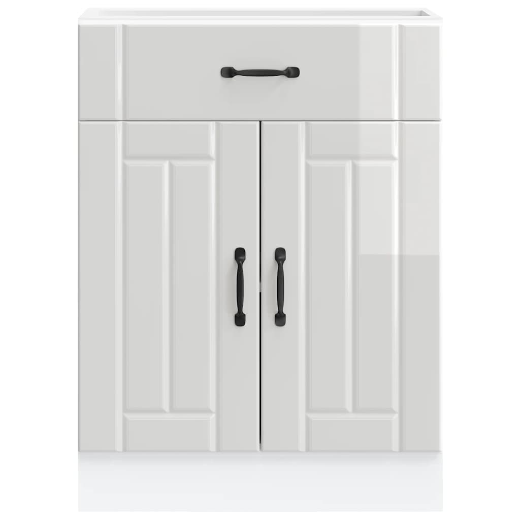 Kitchen Base Cabinet Lucca High Gloss White Engineered Wood