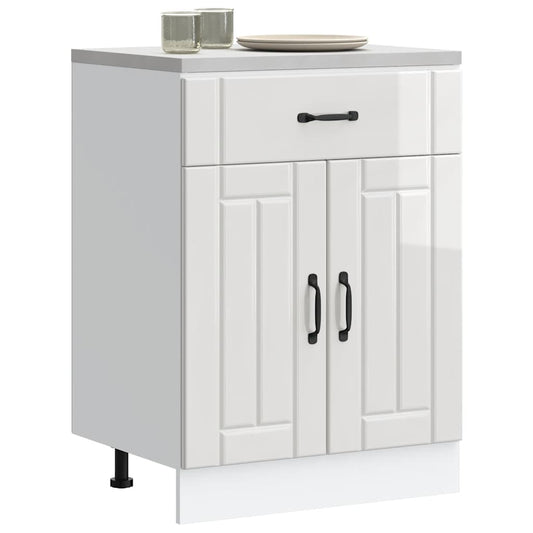 Kitchen Base Cabinet "Lucca" High Gloss White Engineered Wood