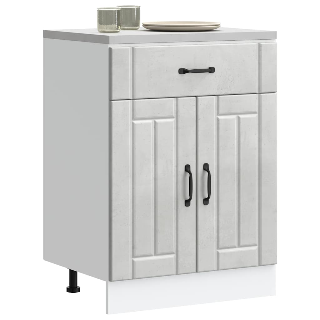 Kitchen Base Cabinet "Lucca" Concrete Grey Engineered Wood