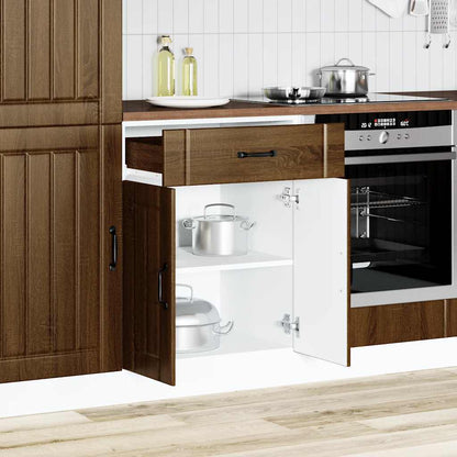 Kitchen Base Cabinet "Lucca" Brown Oak Engineered Wood