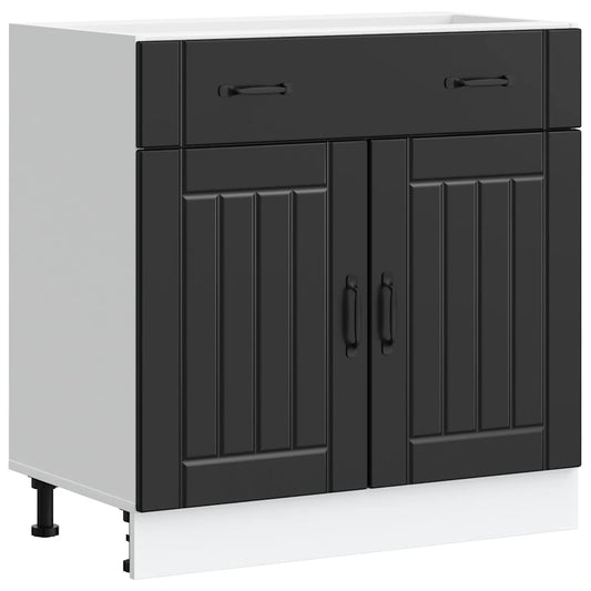 Kitchen Base Cabinet "Lucca" Black Engineered Wood