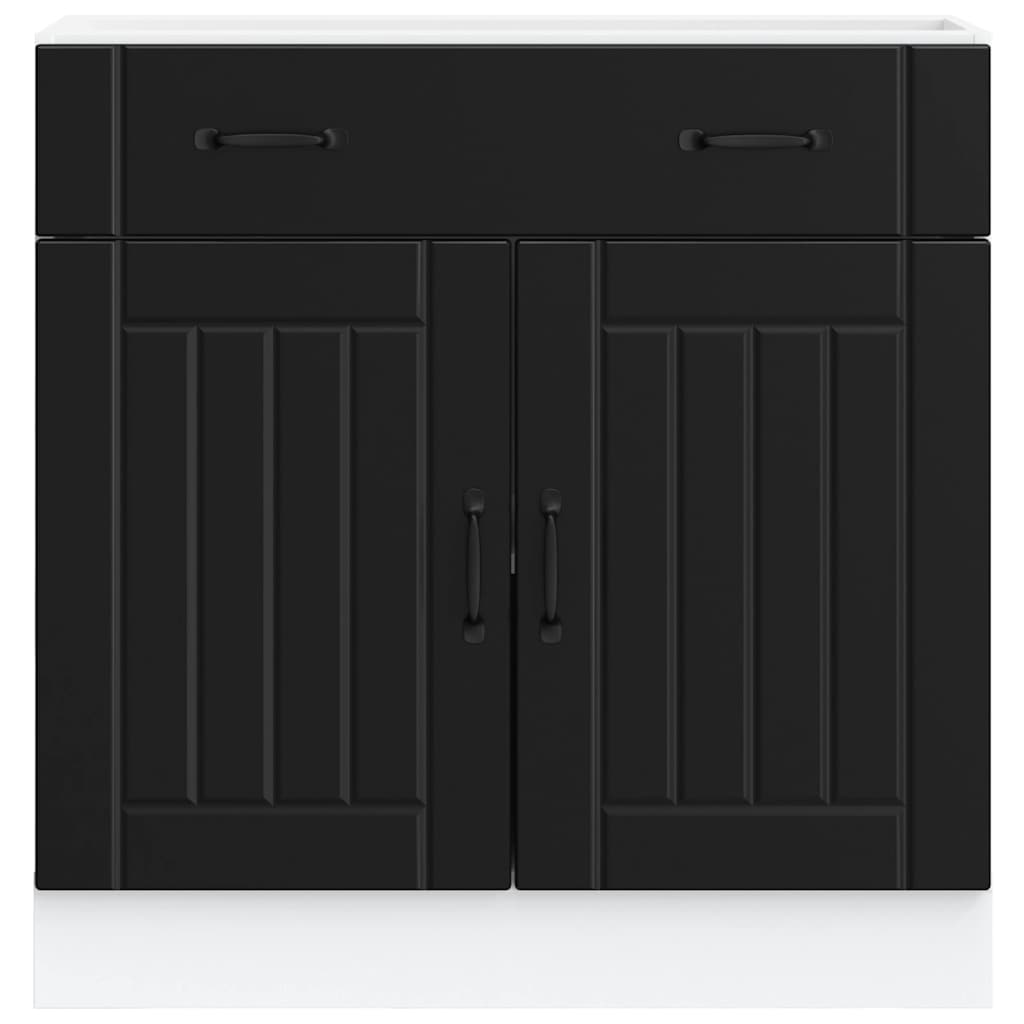 Kitchen Base Cabinet "Lucca" Black Engineered Wood