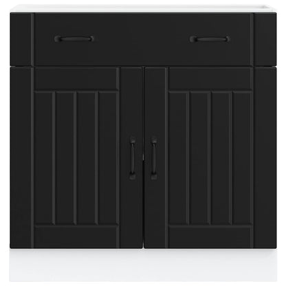 Kitchen Base Cabinet "Lucca" Black Engineered Wood