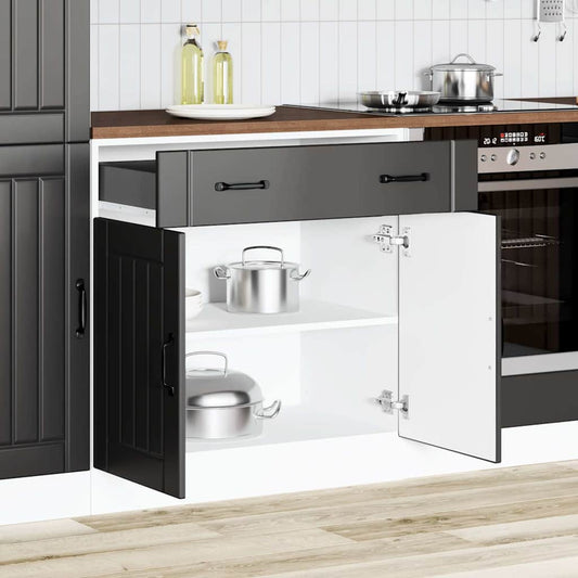 Kitchen Base Cabinet "Lucca" Black Engineered Wood