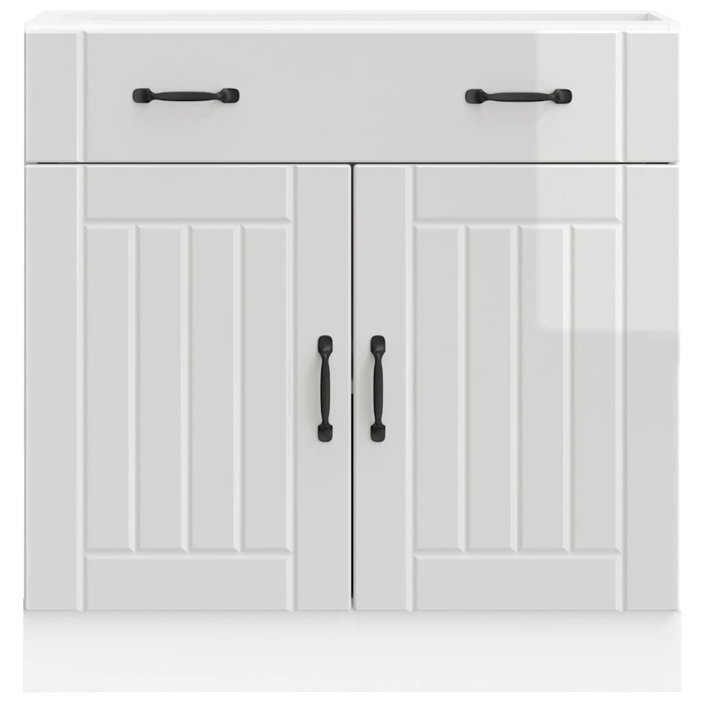 Kitchen Base Cabinet Lucca High Gloss White Engineered Wood
