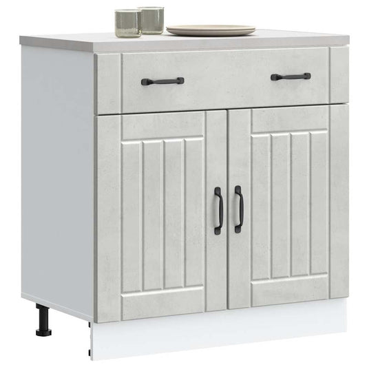 Kitchen Base Cabinet "Lucca" Concrete Grey Engineered Wood