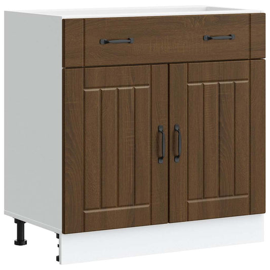 Kitchen Base Cabinet "Lucca" Brown Oak Engineered Wood