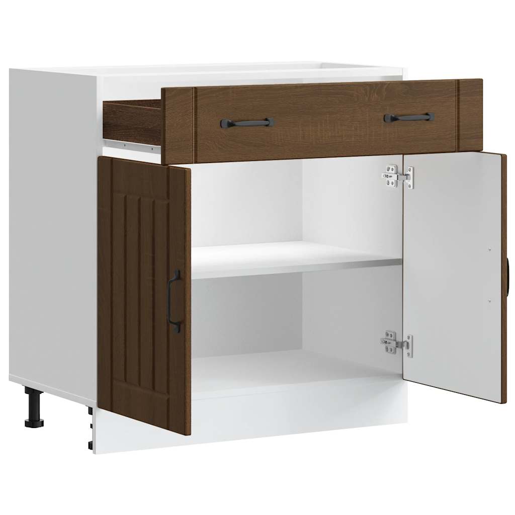 Kitchen Base Cabinet "Lucca" Brown Oak Engineered Wood