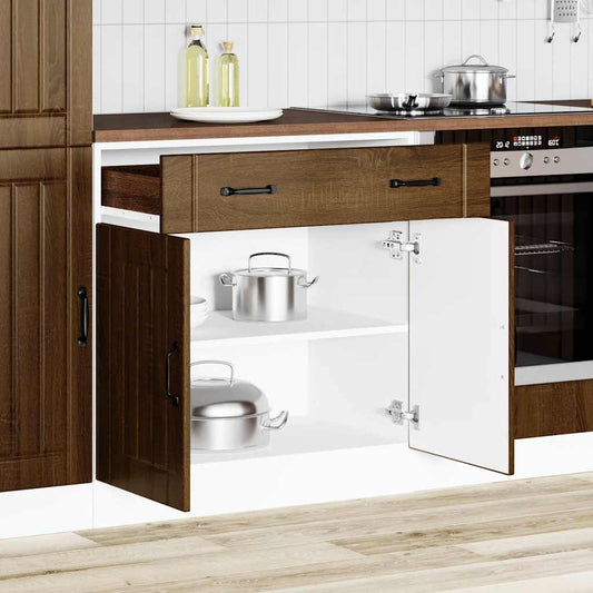 Kitchen Base Cabinet "Lucca" Brown Oak Engineered Wood