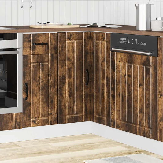 Kitchen Corner Base Cabinet "Lucca" Smoked Oak Engineered Wood