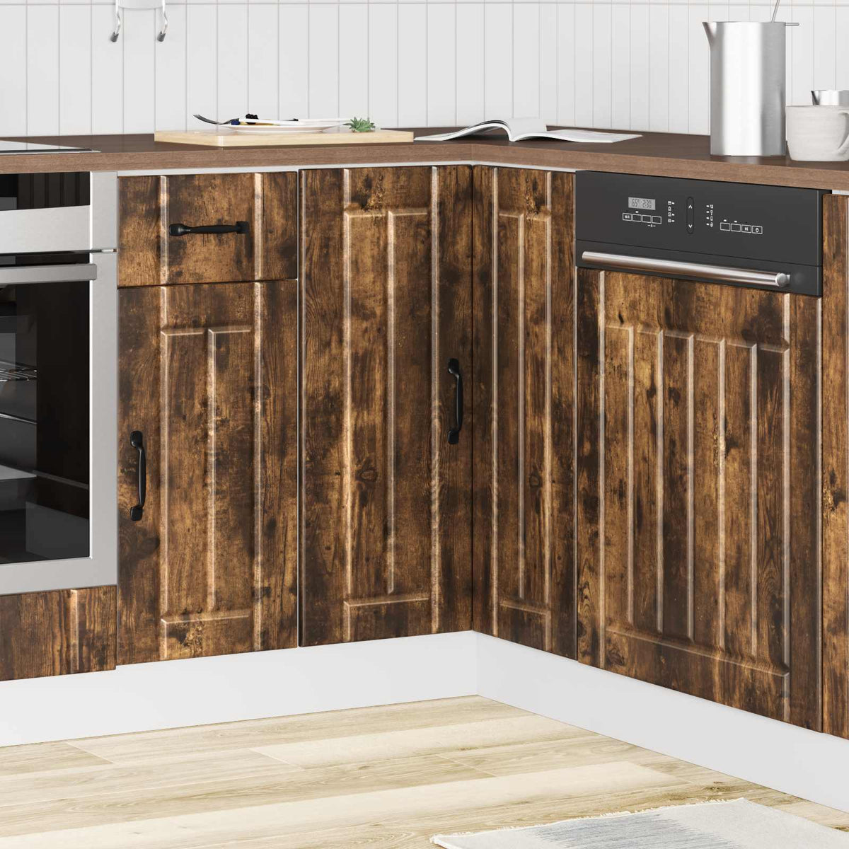 Kitchen Corner Base Cabinet "Lucca" Smoked Oak Engineered Wood