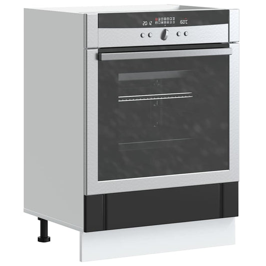 Oven Cabinet "Lucca" Black Engineered Wood