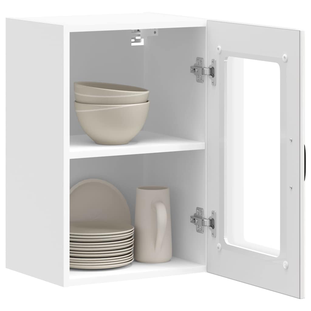 Kitchen Wall Cabinet with Glass Door Lucca High Gloss White
