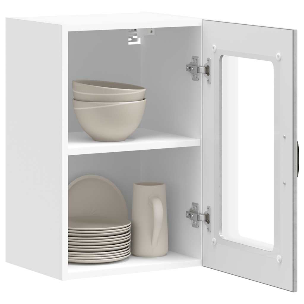 Kitchen Wall Cabinet with Glass Door Lucca Concrete Grey