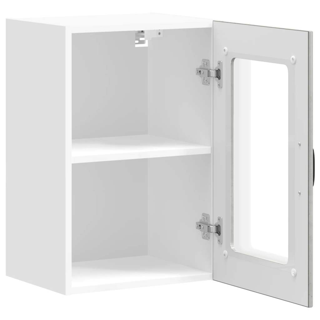 Kitchen Wall Cabinet with Glass Door "Lucca" Concrete Grey