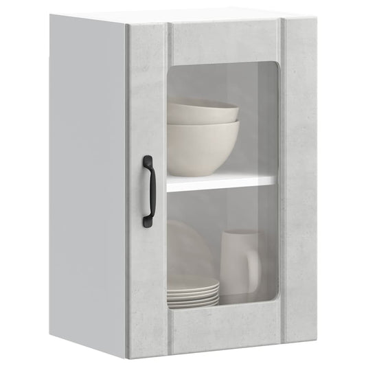 Kitchen Wall Cabinet with Glass Door "Lucca" Concrete Grey