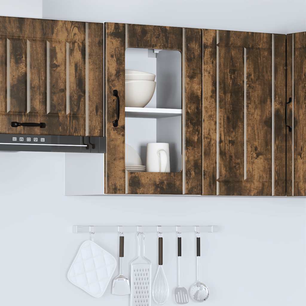 Kitchen Wall Cabinet with Glass Door "Lucca" Smoked Oak