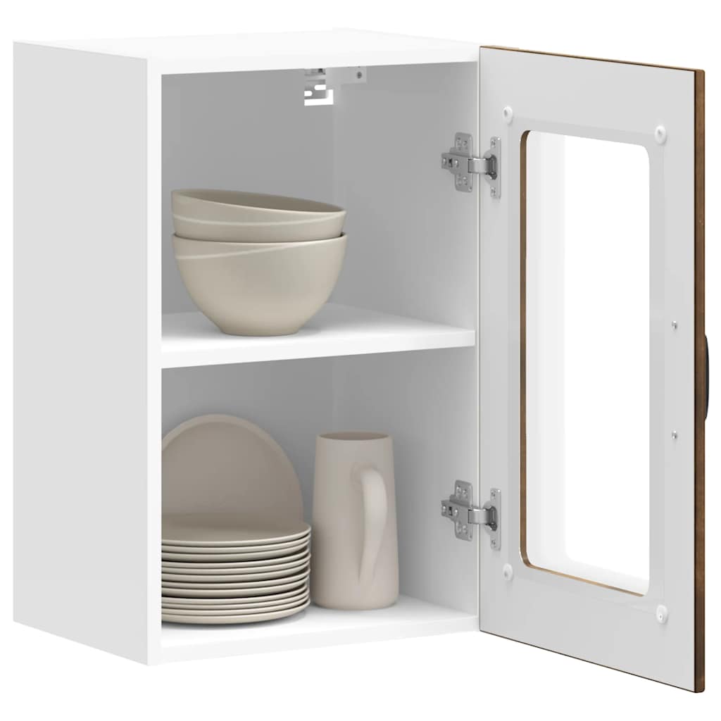 Kitchen Wall Cabinet with Glass Door Lucca Smoked Oak