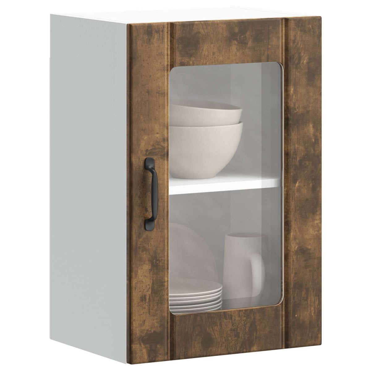 Kitchen Wall Cabinet with Glass Door "Lucca" Smoked Oak