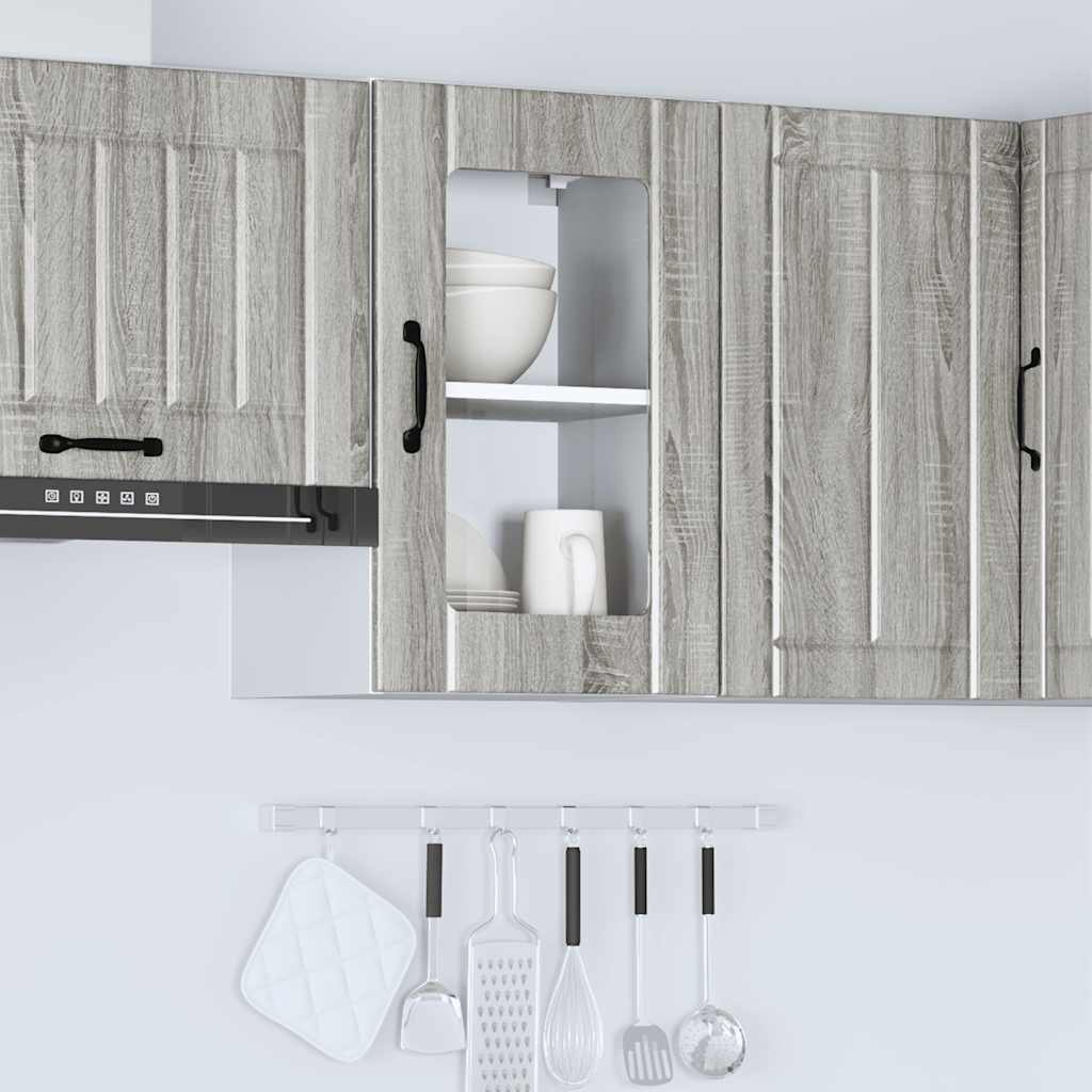 Kitchen Wall Cabinet with Glass Door "Lucca" Grey Sonoma