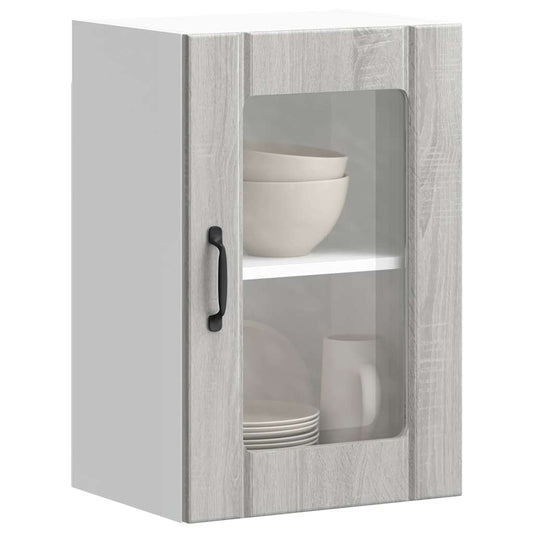 Kitchen Wall Cabinet with Glass Door "Lucca" Grey Sonoma