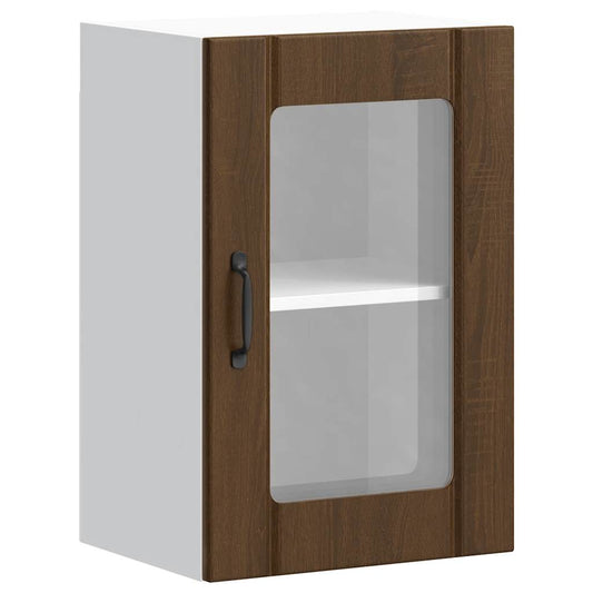 Kitchen Wall Cabinet with Glass Door "Lucca" Brown Oak
