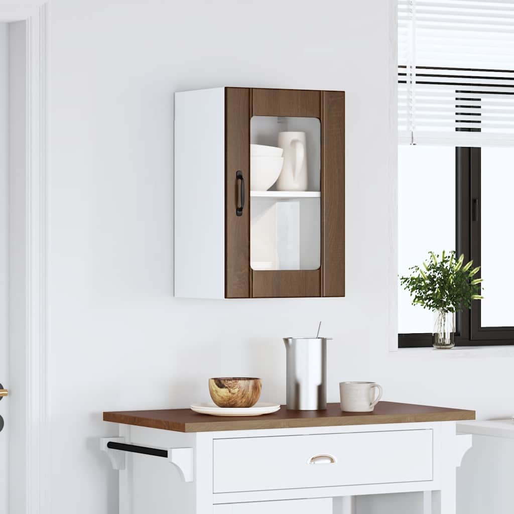 Kitchen Wall Cabinet with Glass Door "Lucca" Brown Oak
