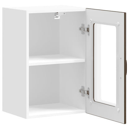 Kitchen Wall Cabinet with Glass Door Lucca Brown Oak