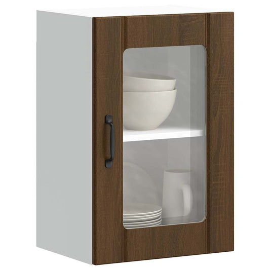 Kitchen Wall Cabinet with Glass Door "Lucca" Brown Oak