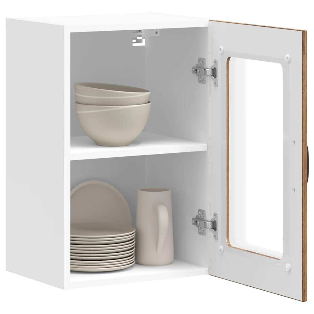 Kitchen Wall Cabinet with Glass Door Lucca Old Wood
