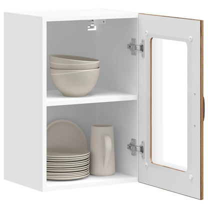 Kitchen Wall Cabinet with Glass Door Lucca Old Wood