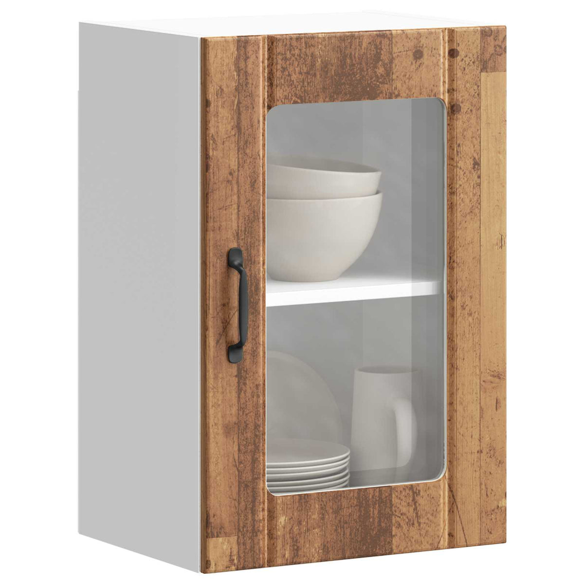 Kitchen Wall Cabinet with Glass Door "Lucca" Old Wood