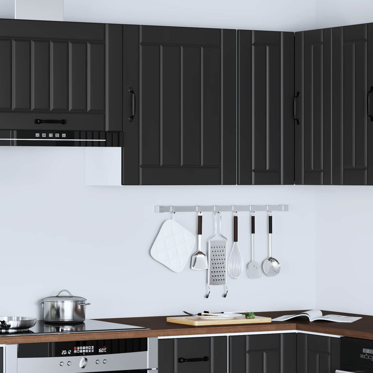 Kitchen Wall Cabinet "Lucca" Black Engineered Wood