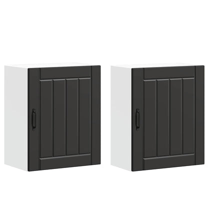Kitchen Wall Cabinets 2 pcs Lucca Black Engineered Wood
