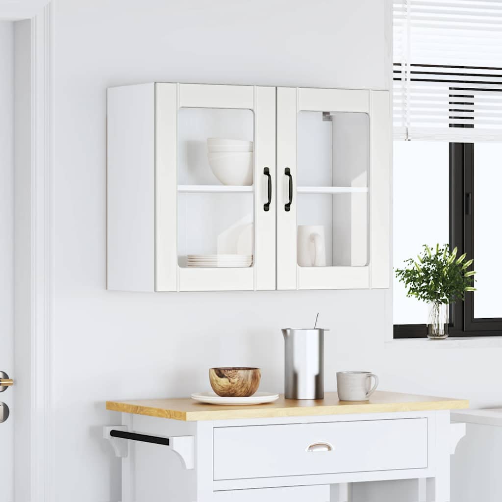 Kitchen Wall Cabinet with Glass Door Lucca White Engineered Wood