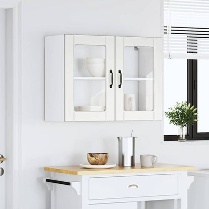 Kitchen Wall Cabinet with Glass Door Lucca White Engineered Wood