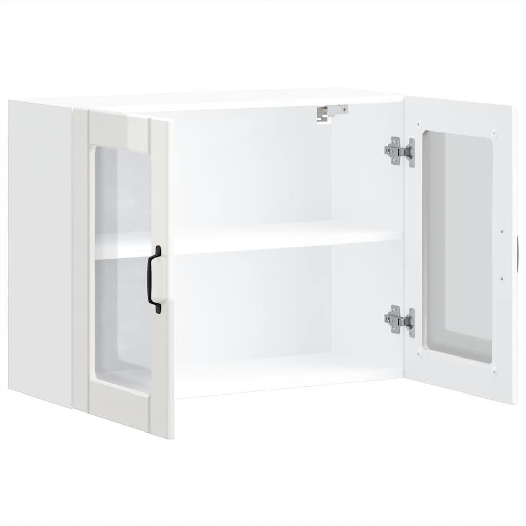 Kitchen Wall Cabinet with Glass Door Lucca High Gloss White Engineered Wood