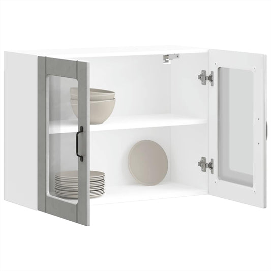 Kitchen Wall Cabinet with Glass Door "Lucca" Concrete Grey