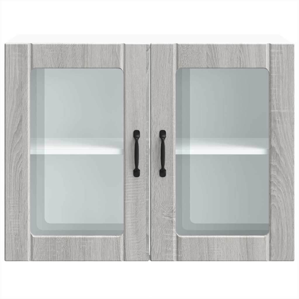 Kitchen Wall Cabinet with Glass Door Lucca Grey Sonoma Engineered Wood