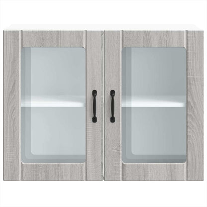 Kitchen Wall Cabinet with Glass Door Lucca Grey Sonoma Engineered Wood