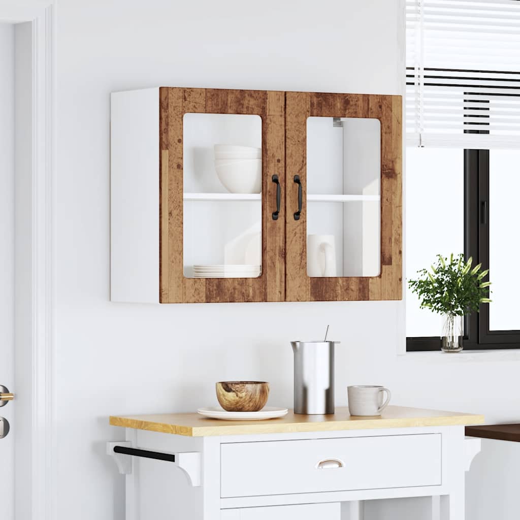 Kitchen Wall Cabinet with Glass Door "Lucca" Old Wood