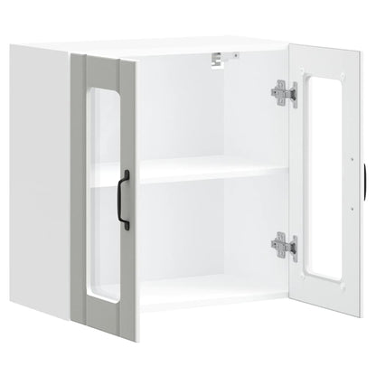 Kitchen Wall Cabinet with Glass Door Lucca White Engineered Wood