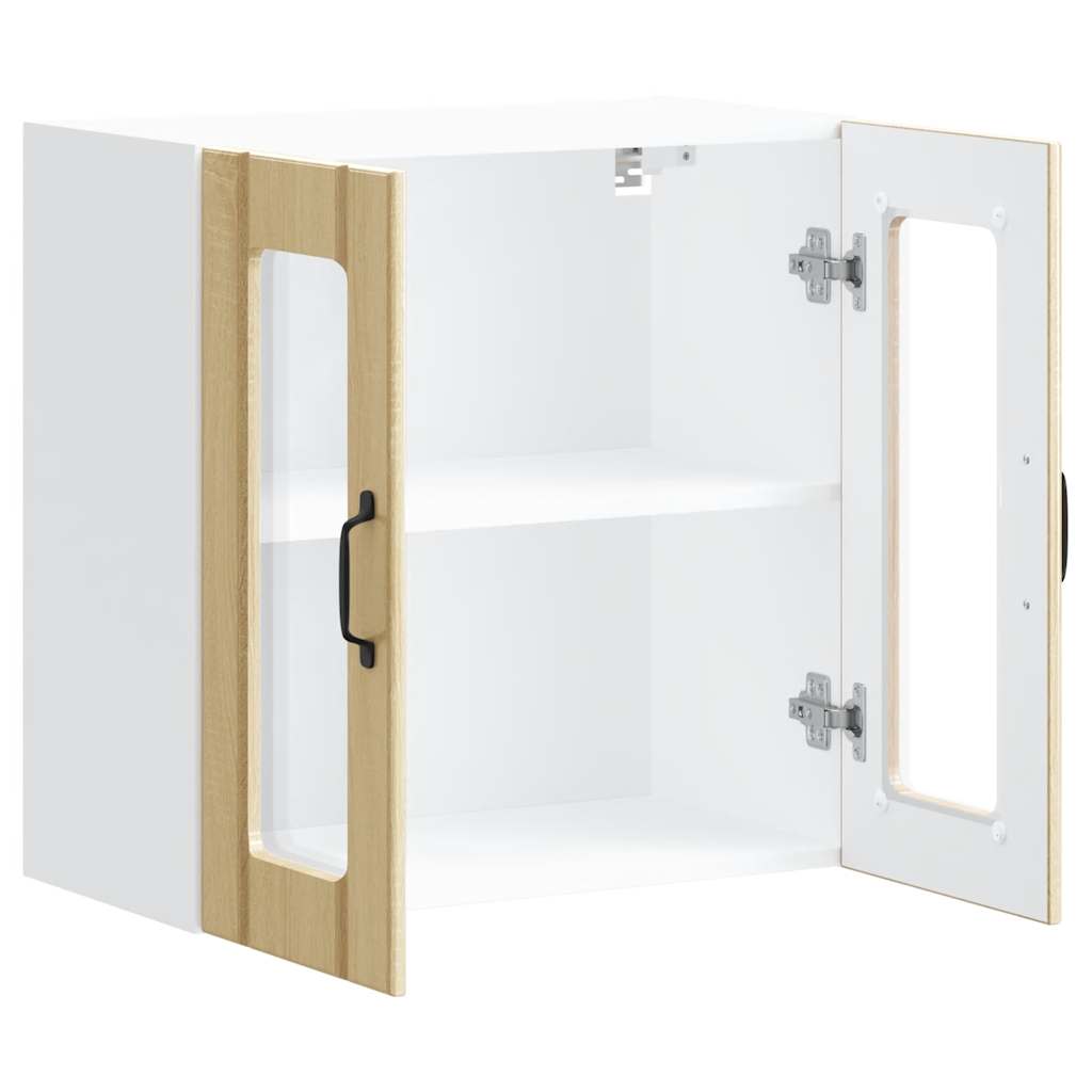 Kitchen Wall Cabinet with Glass Door Lucca Sonoma Oak Engineered Wood