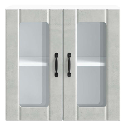 Kitchen Wall Cabinet with Glass Door Lucca Concrete Grey Engineered Wood