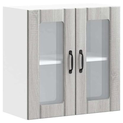 Kitchen Wall Cabinet with Glass Door Lucca Grey Sonoma Engineered Wood