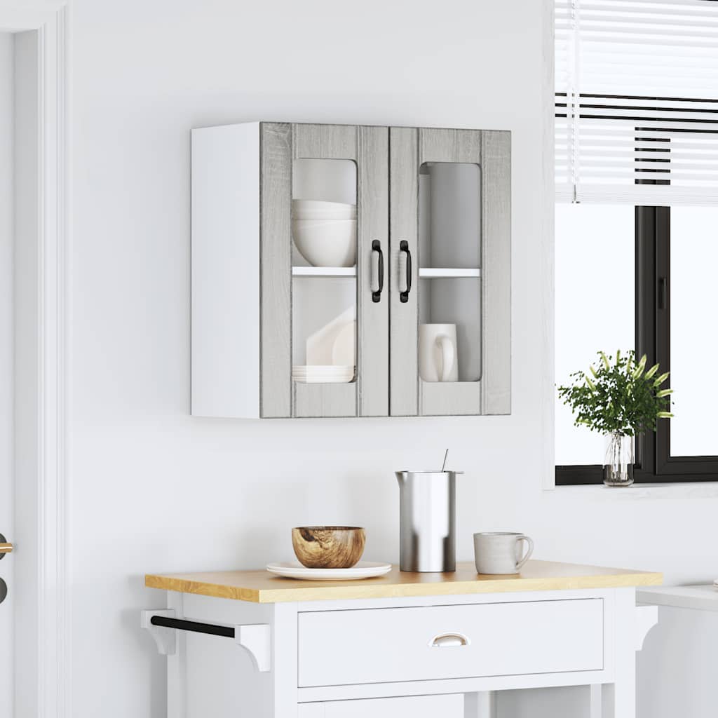 Kitchen Wall Cabinet with Glass Door "Lucca" Grey Sonoma