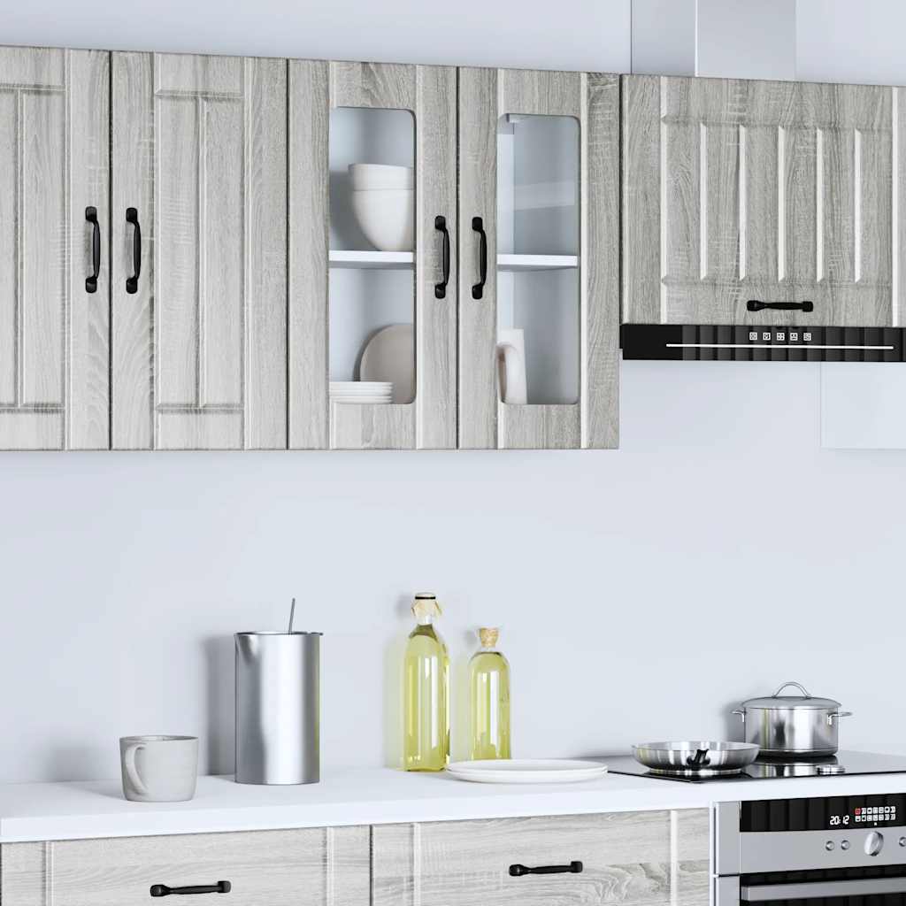 Kitchen Wall Cabinet with Glass Door "Lucca" Grey Sonoma